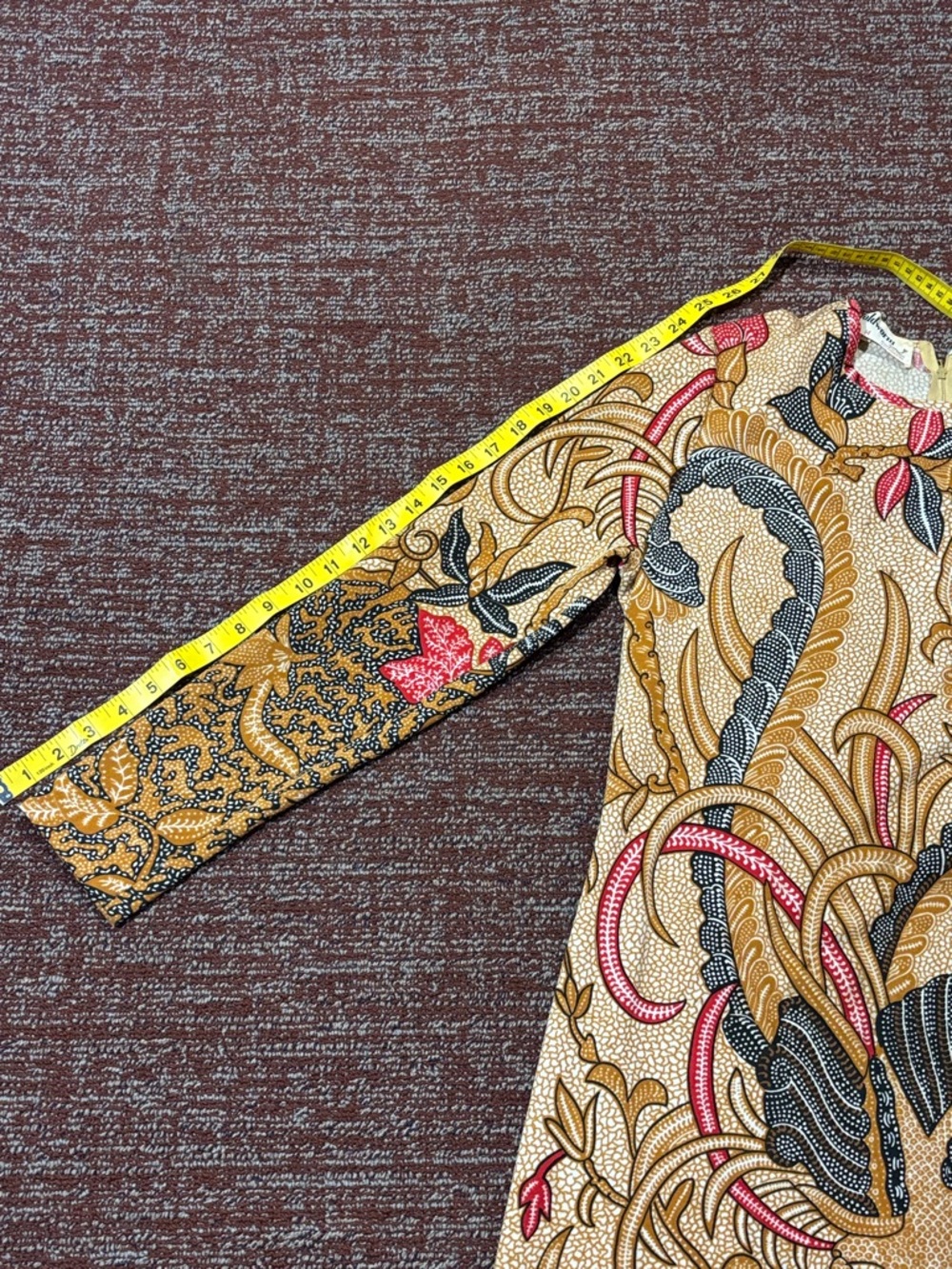 Goldworm vintage 1970’s printed knee length patterned long sleeve dress size 14 - Picture 13 of 16